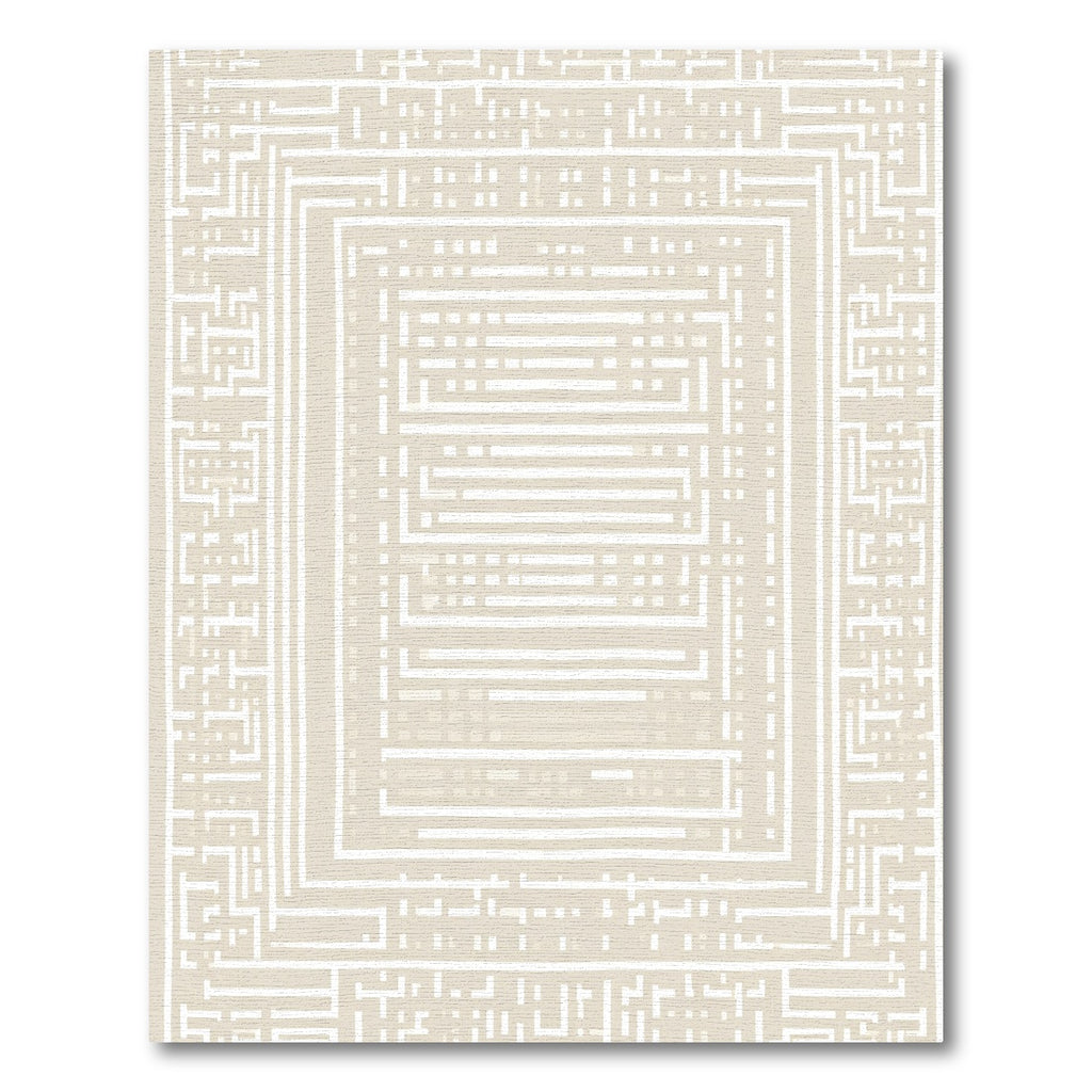 Neutral Beige Geometric Labyrinth Rug