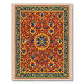 Crimson Blue Yellow Floral Medallion Border Rug