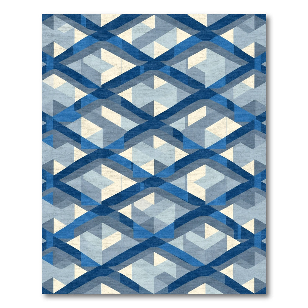 Diamond Weave Blue Abstract Geometric Rug