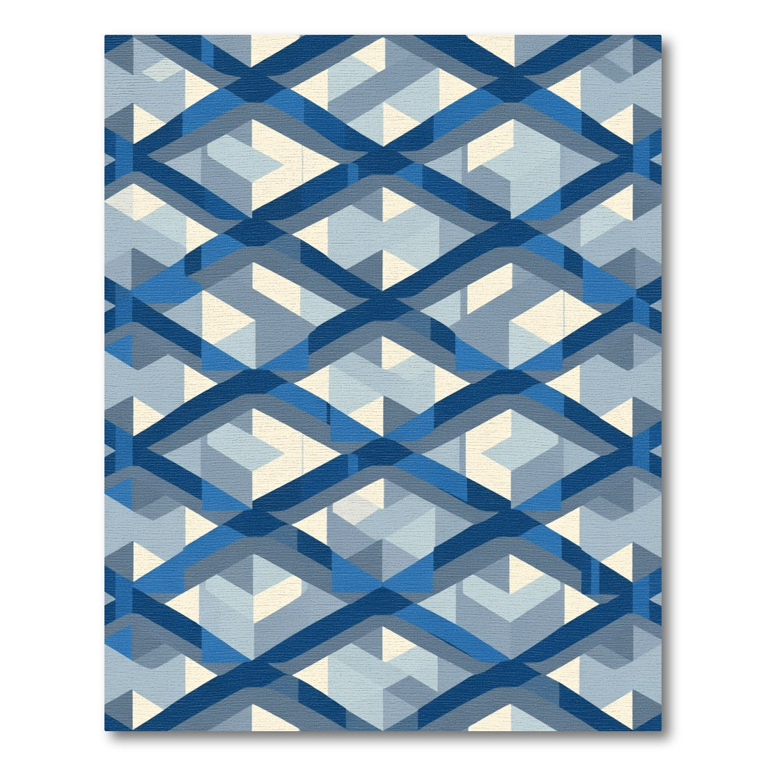 Diamond Weave Blue Abstract Geometric Rug