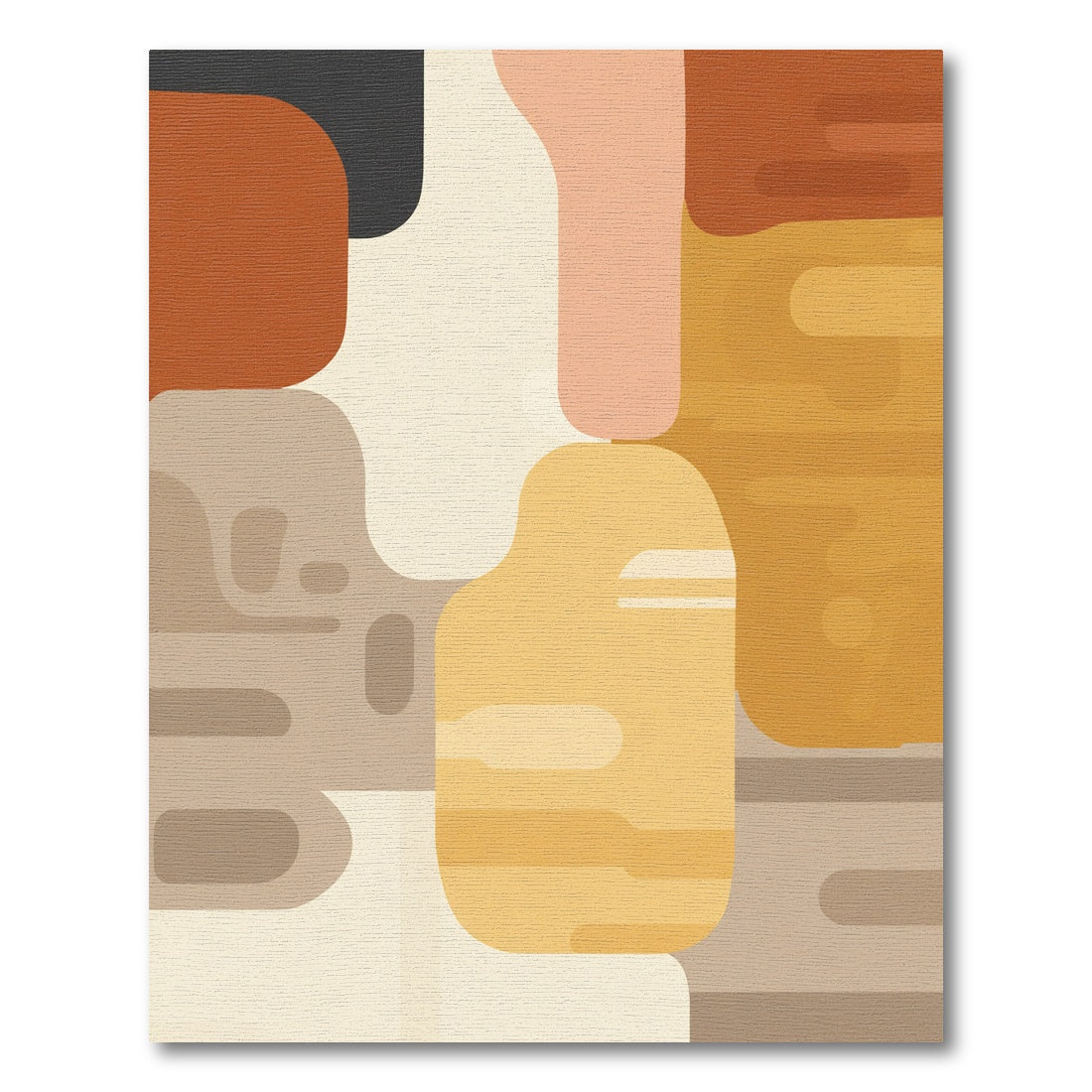 Abstract Earthy Tone Organic Shapes Rug