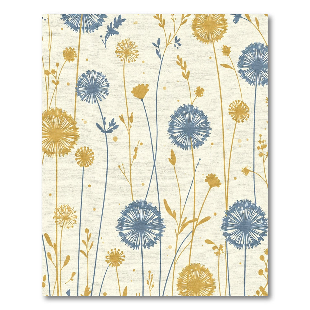 Golden Blue Dandelion Field Rug