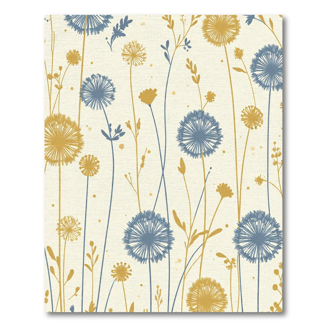Golden Blue Dandelion Field Rug