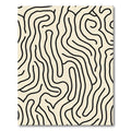 Creamy Black Line Abstract Maze Rug