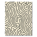 Creamy Black Line Abstract Maze Rug