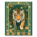 Vibrant Tiger In Lush Floral Garden Rug
