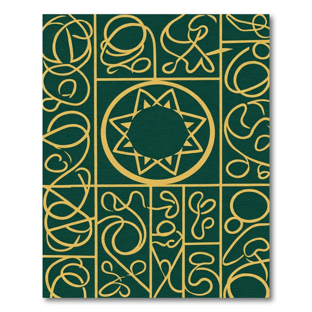 Emerald Gold Abstract Swirl Star Rug