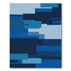 Modern Blue Rectangles Abstract Overlay Rug