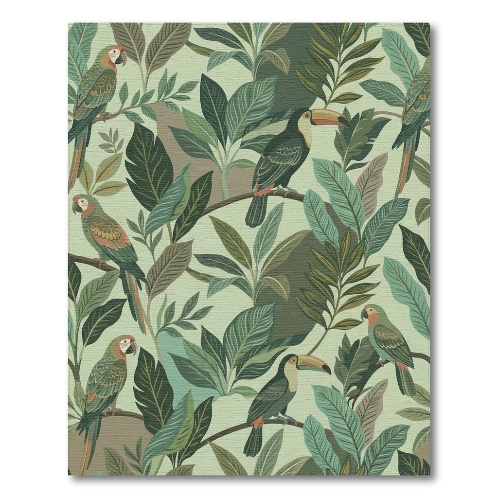 Tropical Parrots and Toucans Foliage Rug