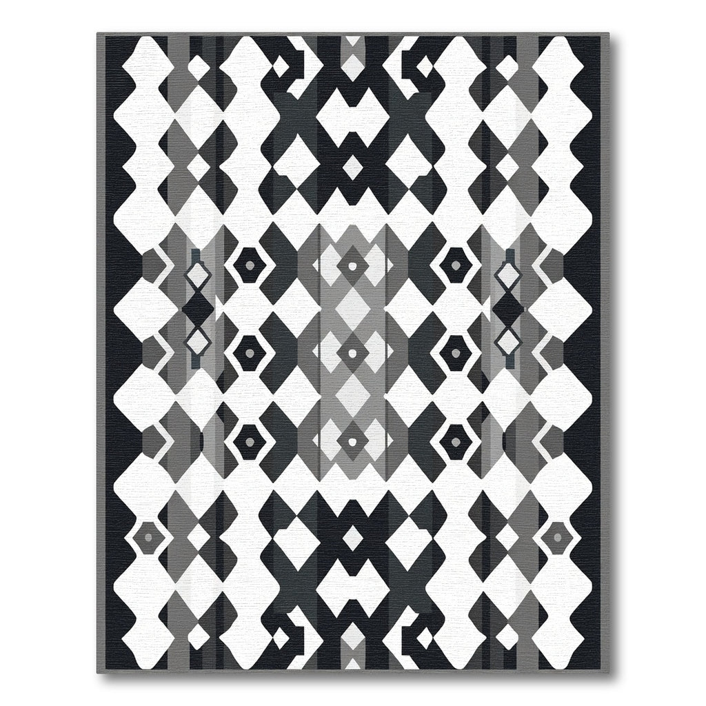 Monochrome Geometric Diamond Lattice Rug