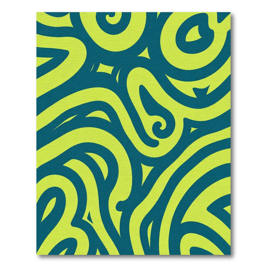 Lime Green Abstract Swirl Wave Rug