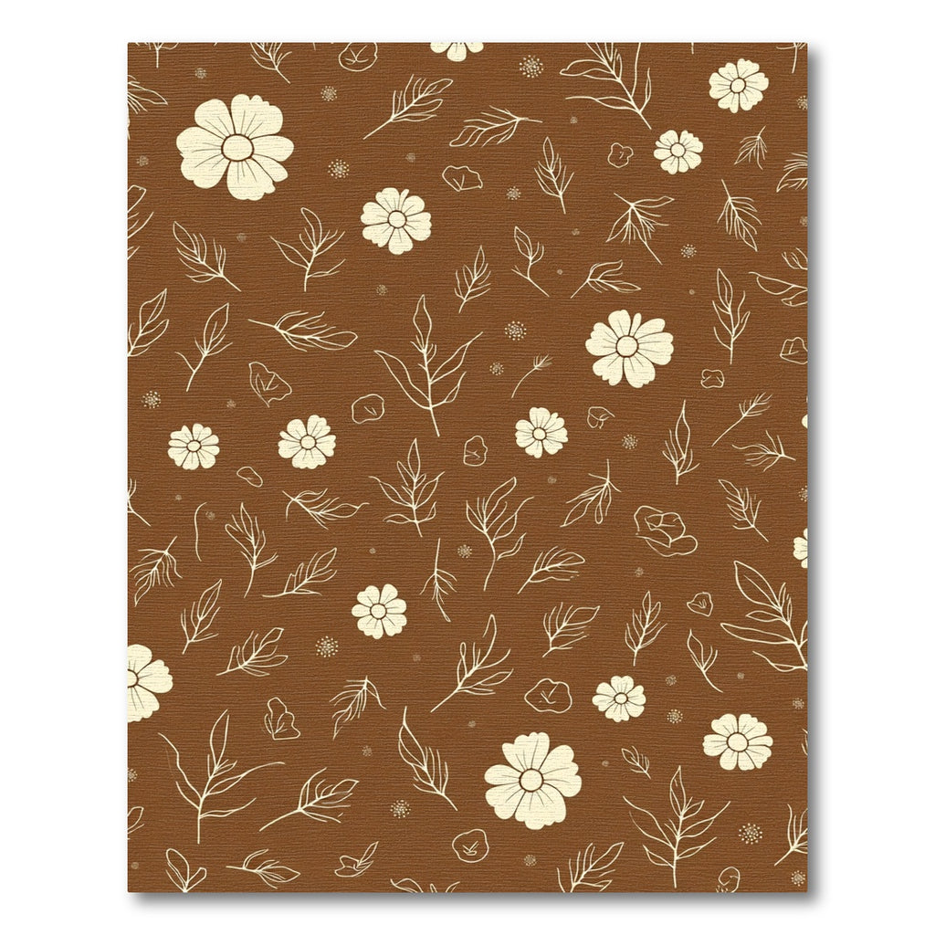 Cream Floral Leaf Contour Brown Rug