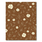 Cream Floral Leaf Contour Brown Rug