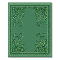 Emerald Green Floral Scroll Border Rug