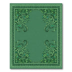 Emerald Green Floral Scroll Border Rug