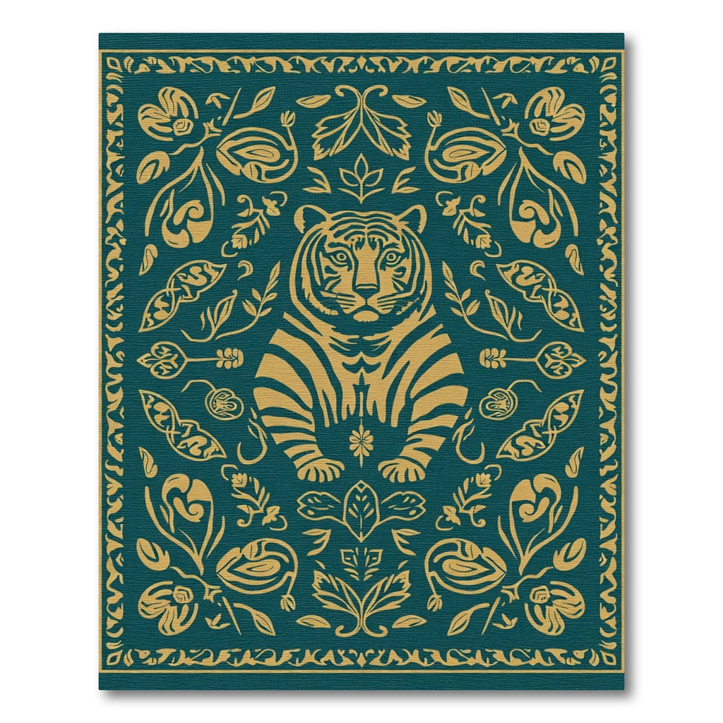 Golden Tiger Emerald Floral Tapestry Rug