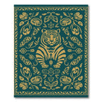 Golden Tiger Emerald Floral Tapestry Rug