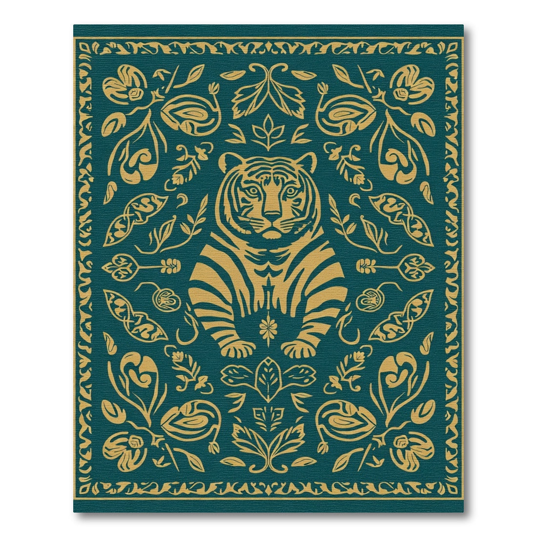 Golden Tiger Emerald Floral Tapestry Rug