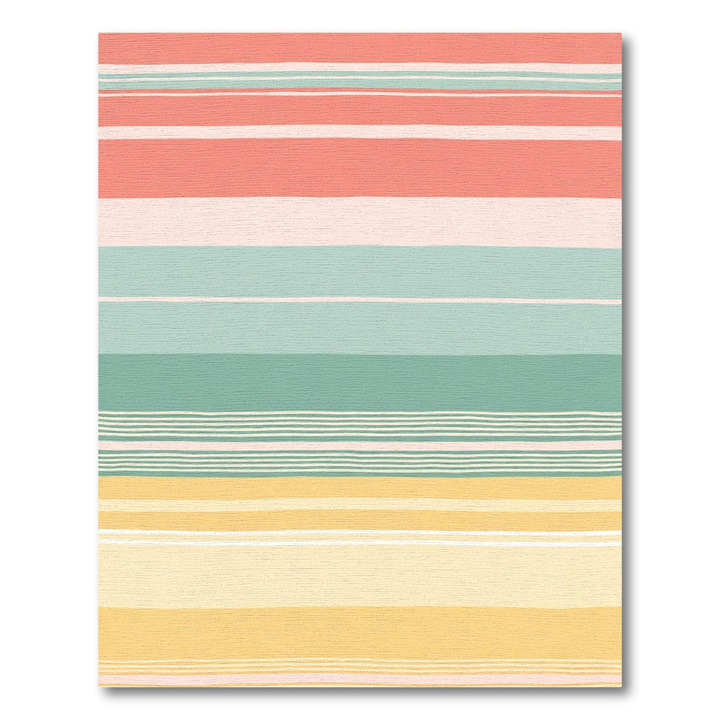 Coral Aqua Yellow Striped Harmony Rug