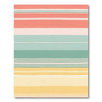 Coral Aqua Yellow Striped Harmony Rug