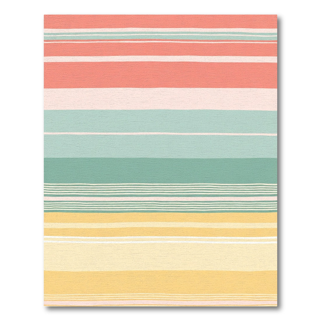 Coral Aqua Yellow Striped Harmony Rug