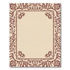 Deep Red Floral Bordered Cream Rug