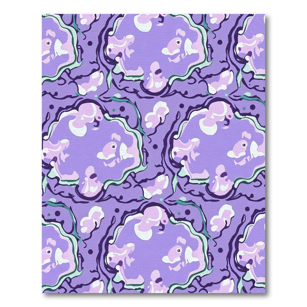 Whimsical Purple Fish Cloud Swirl Rug