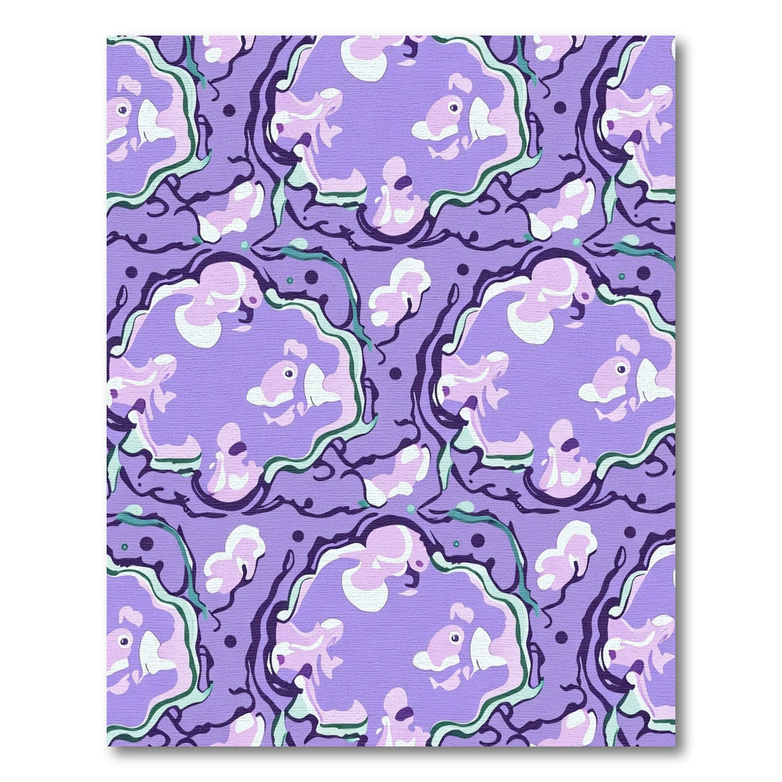 Whimsical Purple Fish Cloud Swirl Rug