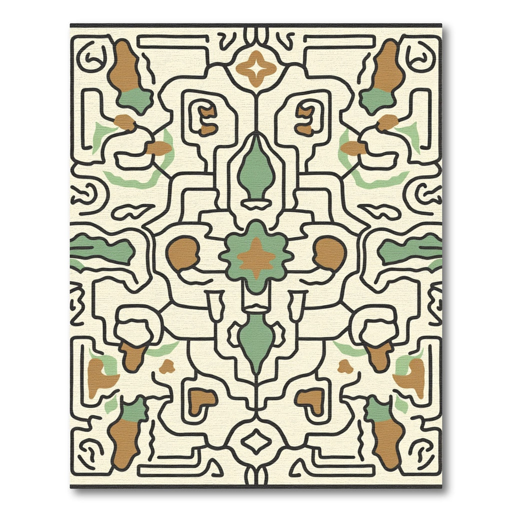 Cream Black Abstract Organic Medallion Rug