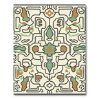 Cream Black Abstract Organic Medallion Rug