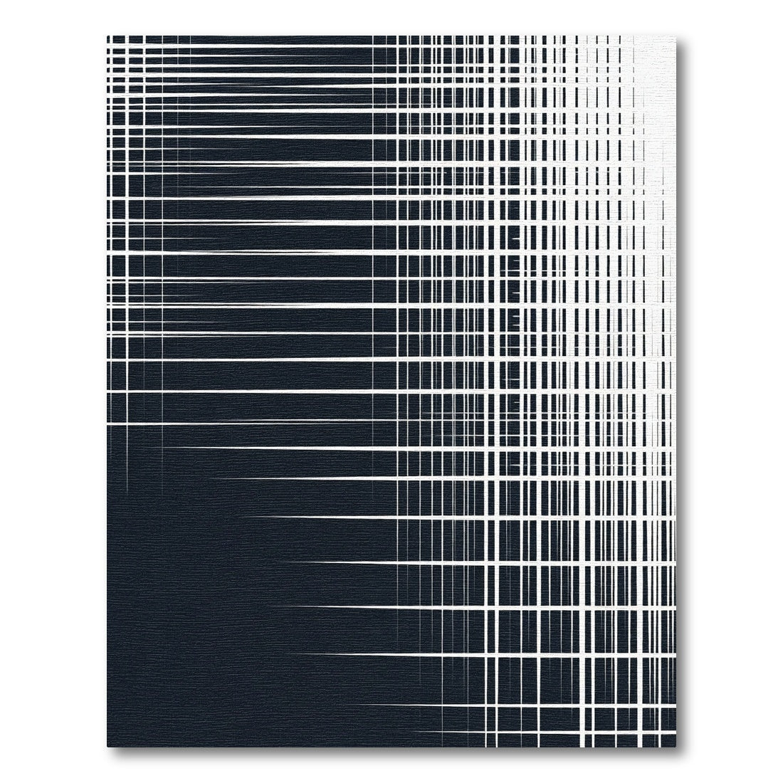 Dark Navy White Geometric Grid Gradation Rug