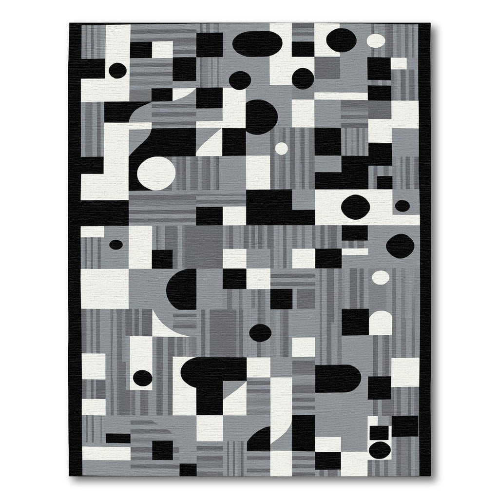 Abstract Geometric Monochrome Composition Rug