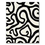 Bold Black Swirl Cream Abstract Rug