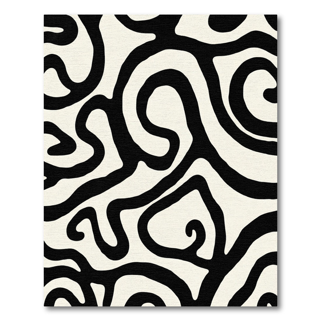 Bold Black Swirl Cream Abstract Rug