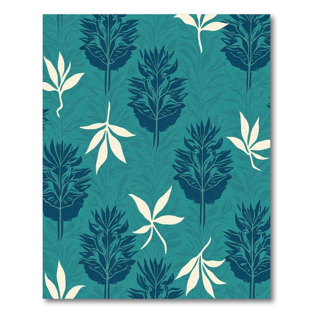 Teal Navy Botanical Foliage Composition Rug