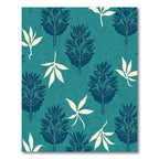 Teal Navy Botanical Foliage Composition Rug