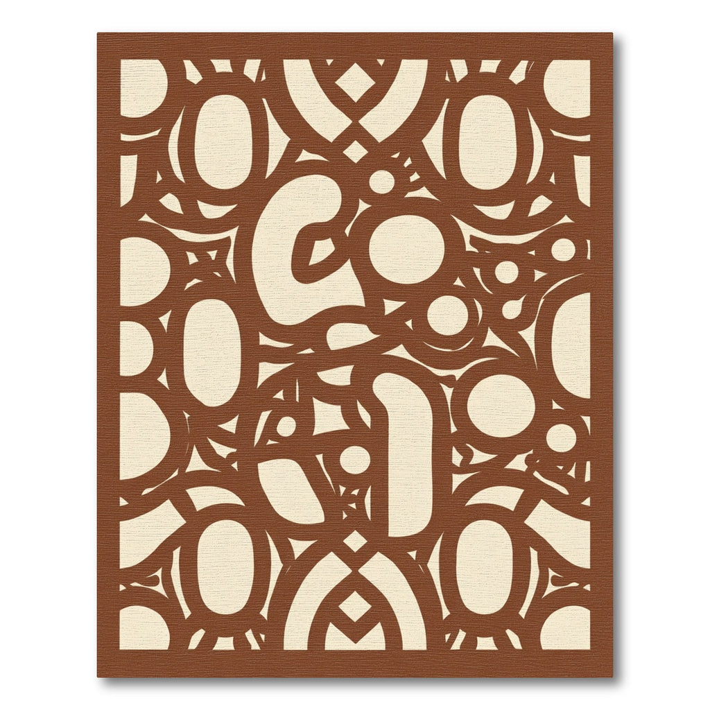 Brown Cream Abstract Interlocking Circles Rug