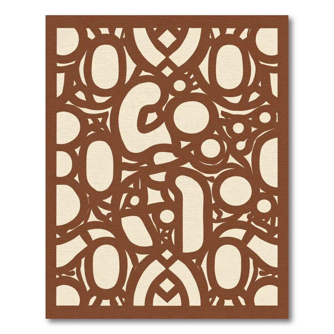 Brown Cream Abstract Interlocking Circles Rug