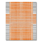 Orange Gray Checked Lines Rug
