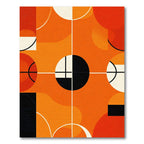 Orange Abstract Geometric Circles Rug