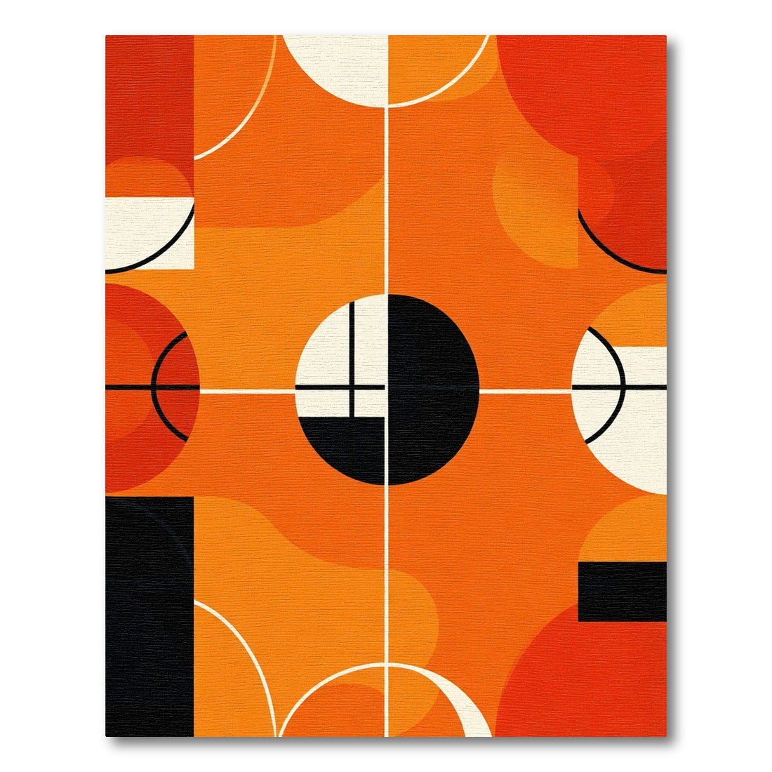 Orange Abstract Geometric Circles Rug
