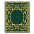 Ornate Gold Dark Green Scrollwork Rug