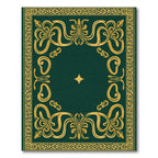 Ornate Gold Dark Green Scrollwork Rug