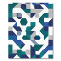 Modern Blue Teal Geometric Abstraction Rug