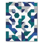 Modern Blue Teal Geometric Abstraction Rug
