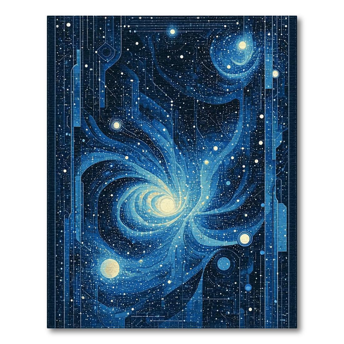 Midnight Blue Cosmic Swirl Celestial Rug