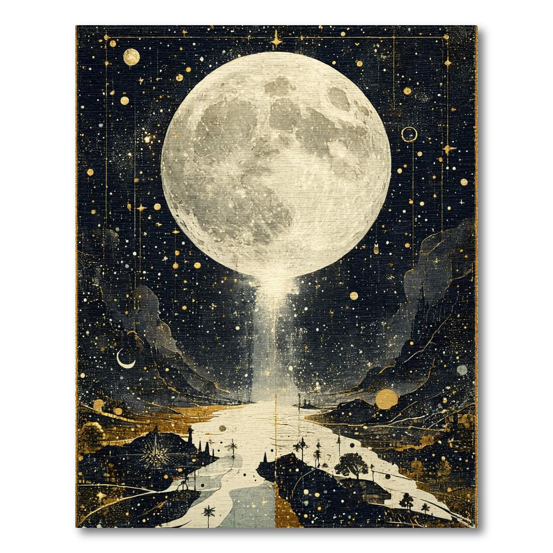 Midnight Gold Celestial Enchanting Rug(Gray)