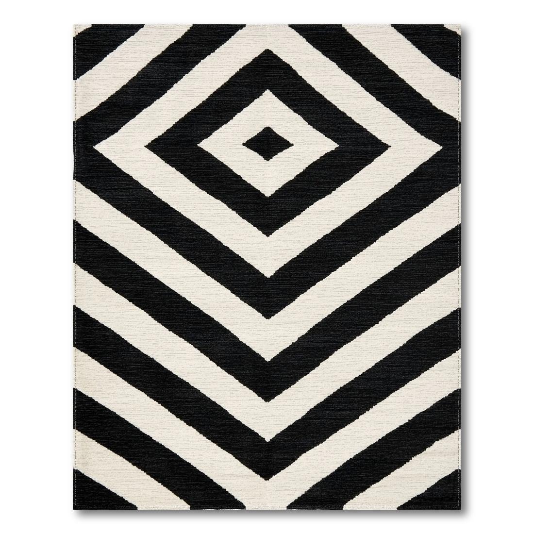 Modern Black and White Diamond Rug