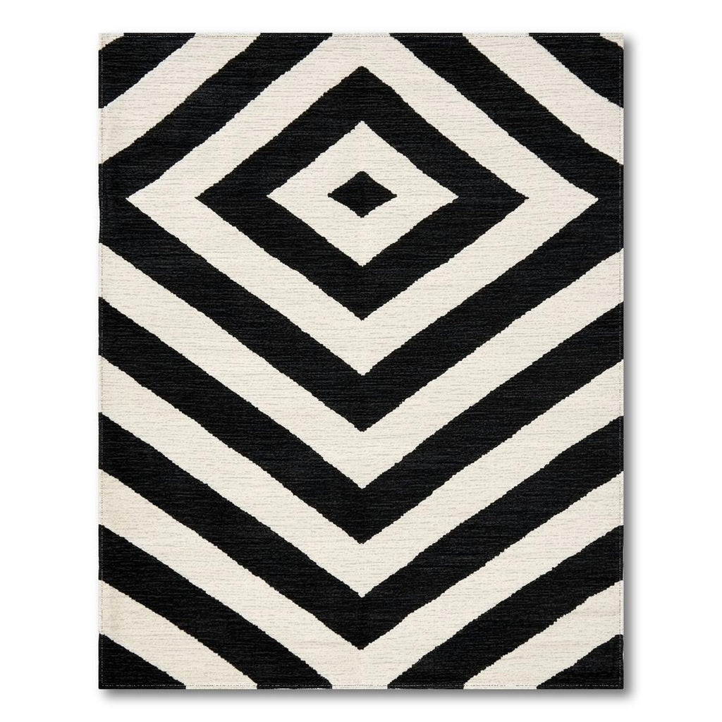 Modern Black and White Diamond Rug