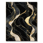 Modern Black Gold Abstract Flowing Rug